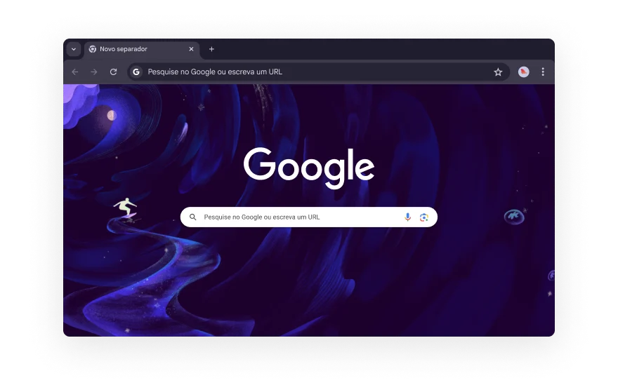 Uma IU abstrata do Chrome está rodeada de ícones que representam categorias para extensões do navegador. Os ícones representam Compras, Entretenimento, Ferramentas, Arte e design e Acessibilidade.